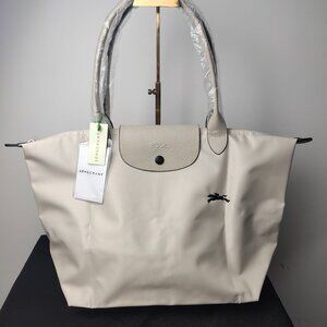 NWT Longchamp Le Pliage Original Large Shoulder Nylon Bag Tote IN OFF WHITE